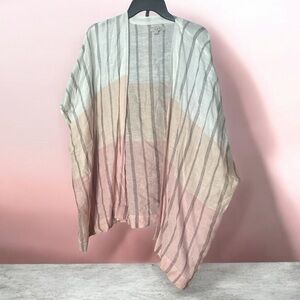 LOFT Striped Open-Front Kimono in Blush and White - One Size